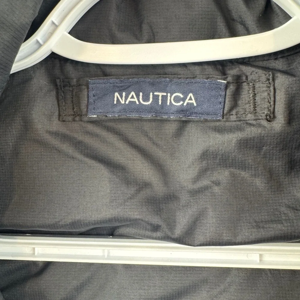Nautica Reversible Puffer Vest Mens Camo Blue Black Water Resistant Quilted NEW